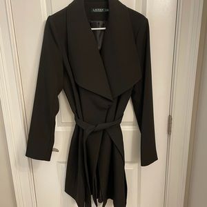 Lauren crepe drape front wrap coat